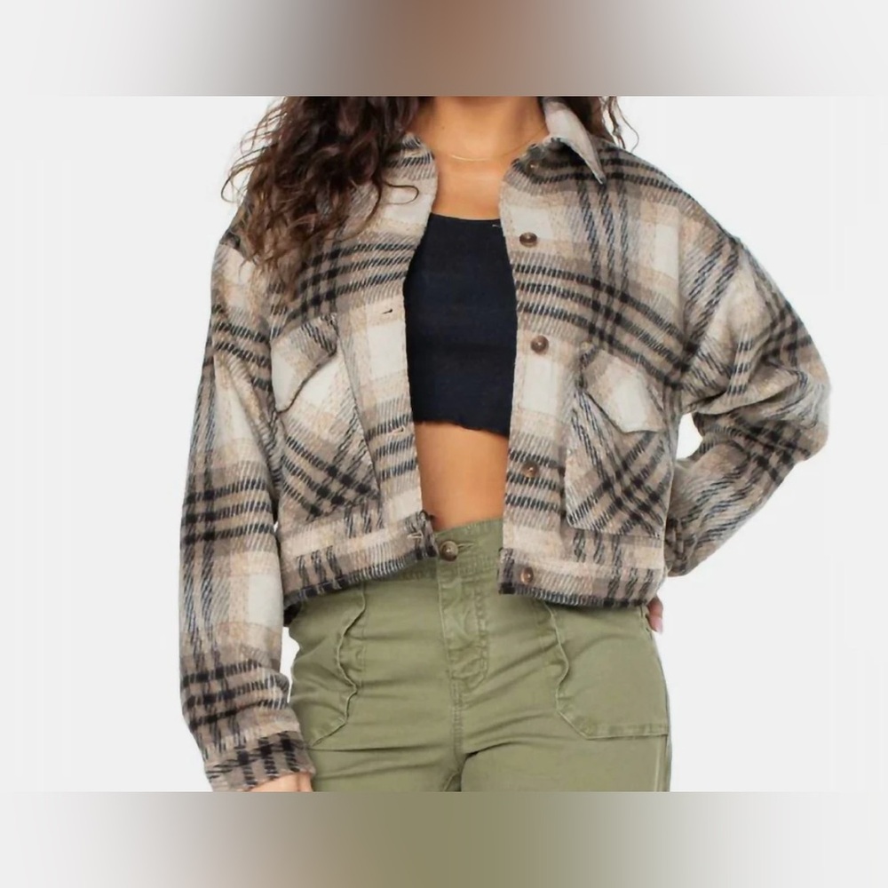 ROXY Township Plaid Jacket In Brown - Size S